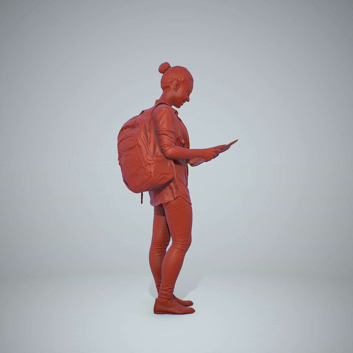 Standing Casual Woman Reading a Book CWom0309-HD2-O01P01-S 3D model_24