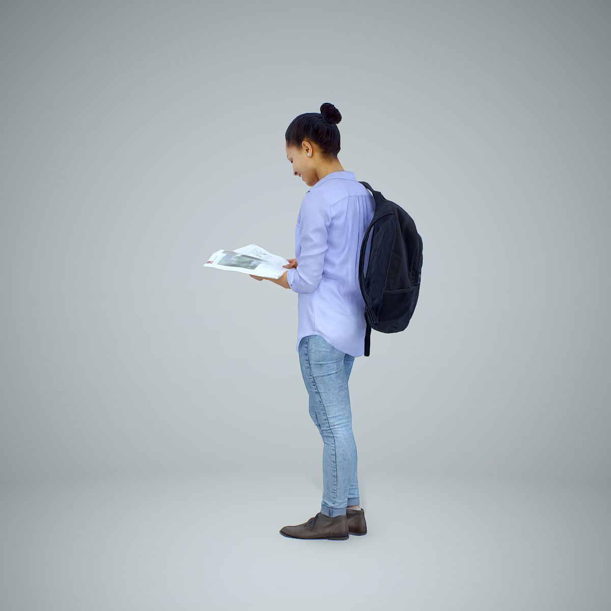 Standing Casual Woman Reading a Book CWom0309-HD2-O01P01-S 3D model_16