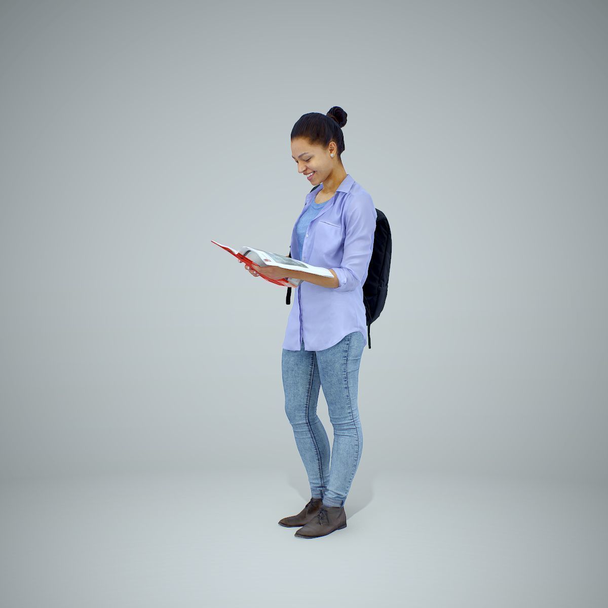 Standing Casual Woman Reading a Book CWom0309-HD2-O01P01-S 3D model_19