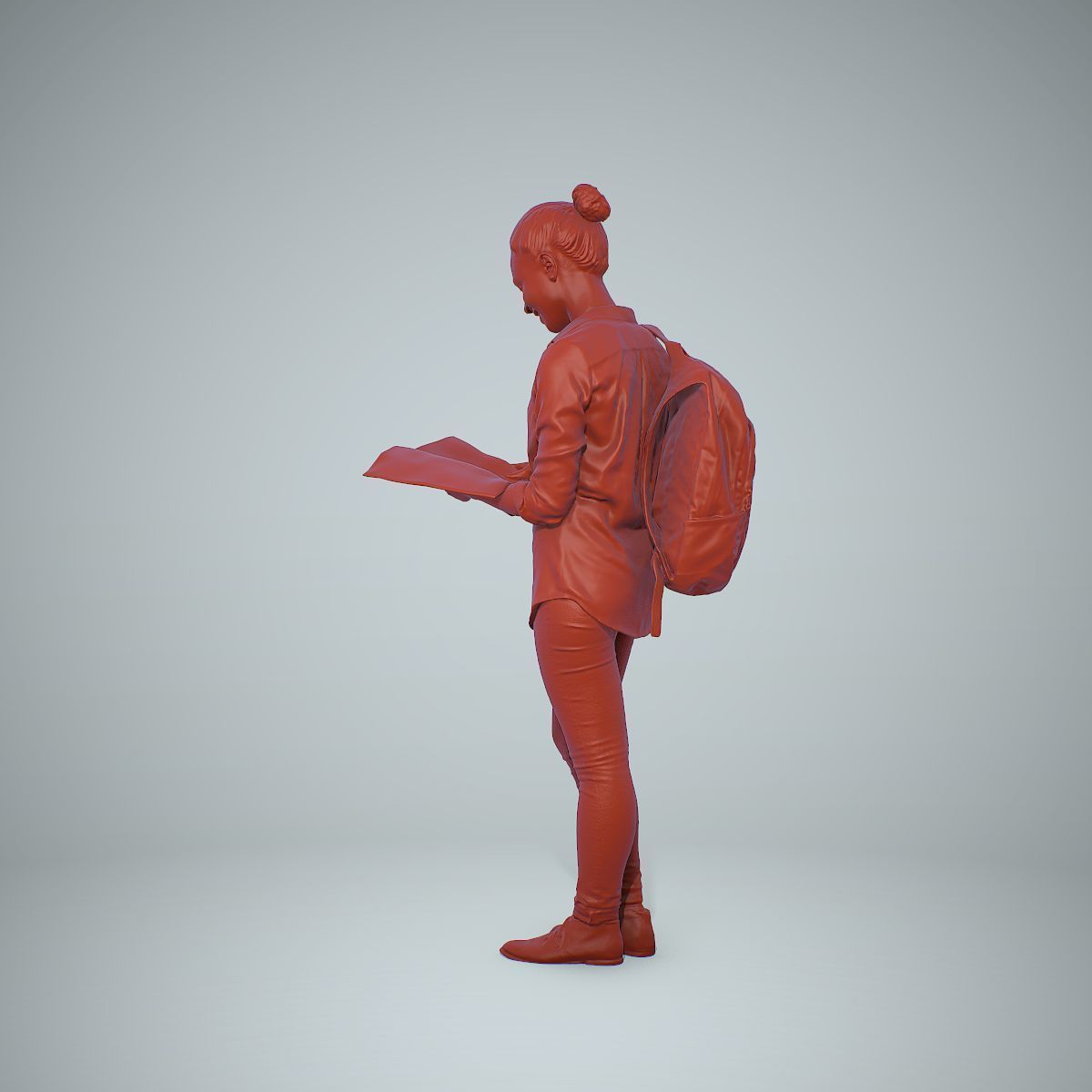 Standing Casual Woman Reading a Book CWom0309-HD2-O01P01-S 3D model_72