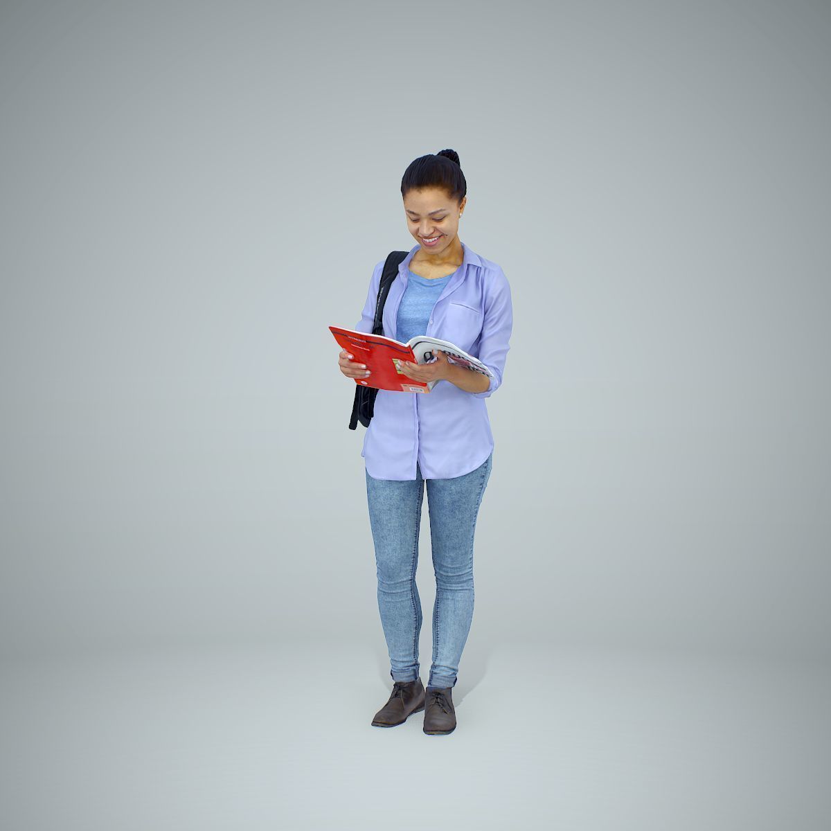 Standing Casual Woman Reading a Book CWom0309-HD2-O01P01-S 3D model_53