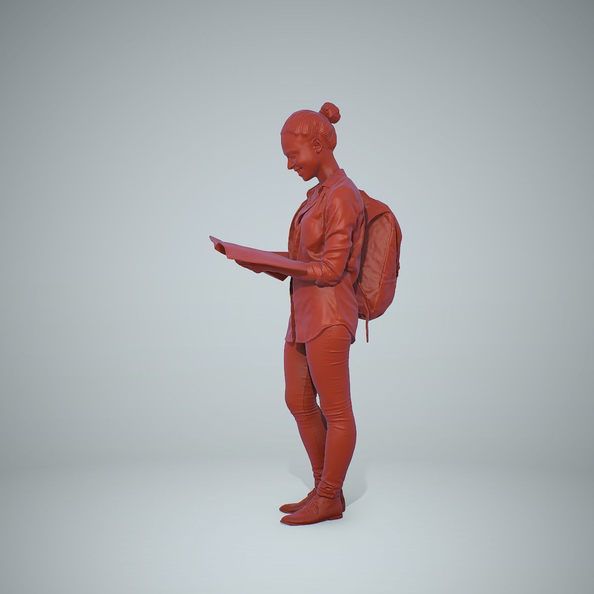 Standing Casual Woman Reading a Book CWom0309-HD2-O01P01-S 3D model_14