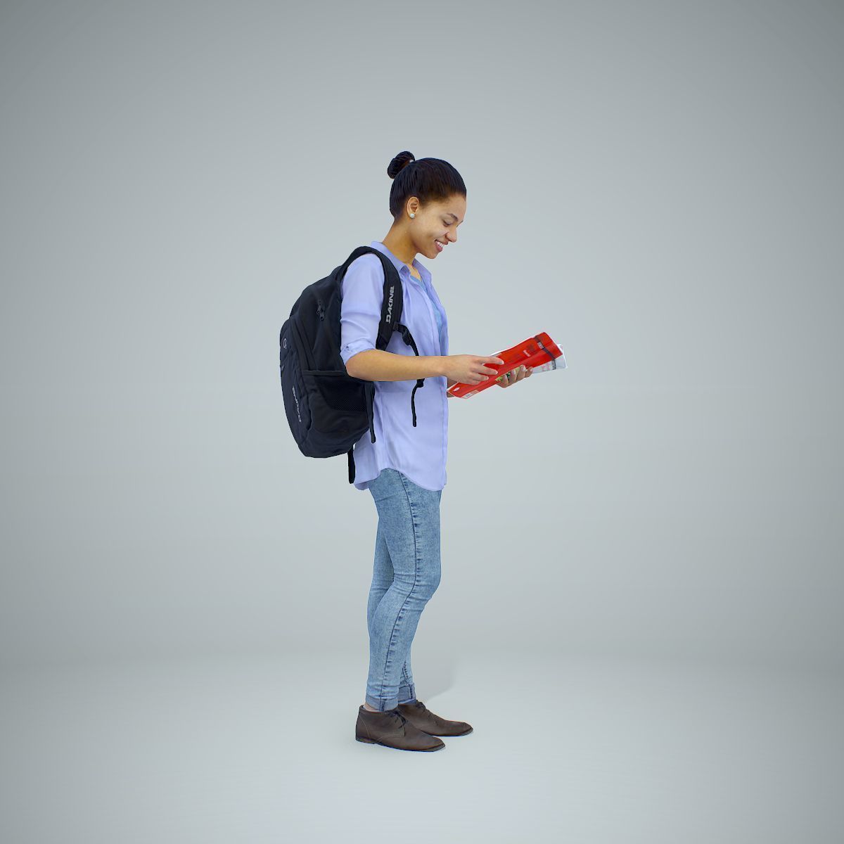 Standing Casual Woman Reading a Book CWom0309-HD2-O01P01-S 3D model_22