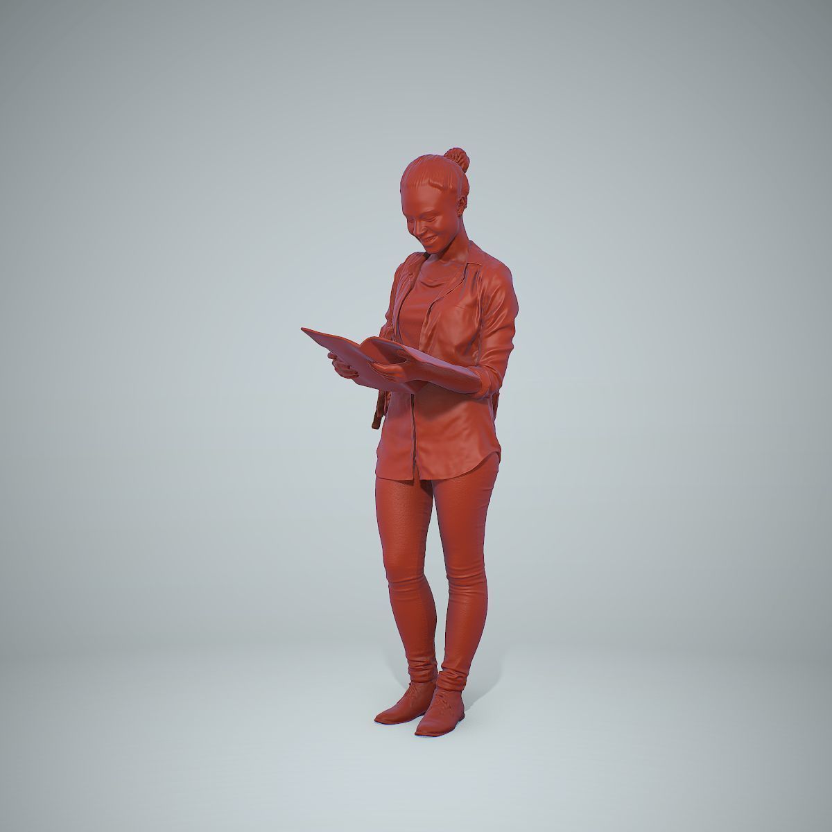 Standing Casual Woman Reading a Book CWom0309-HD2-O01P01-S 3D model_33