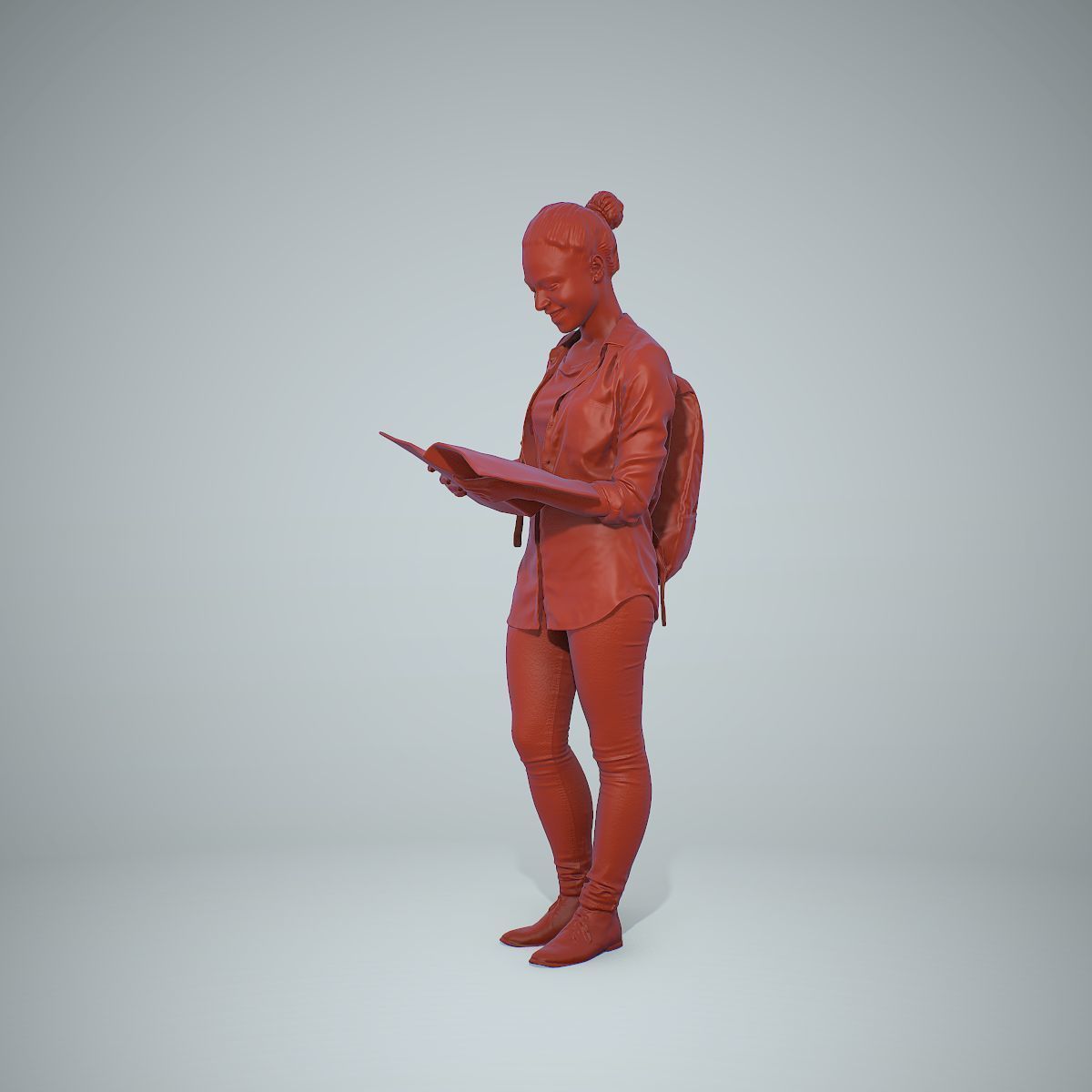 Standing Casual Woman Reading a Book CWom0309-HD2-O01P01-S 3D model_65