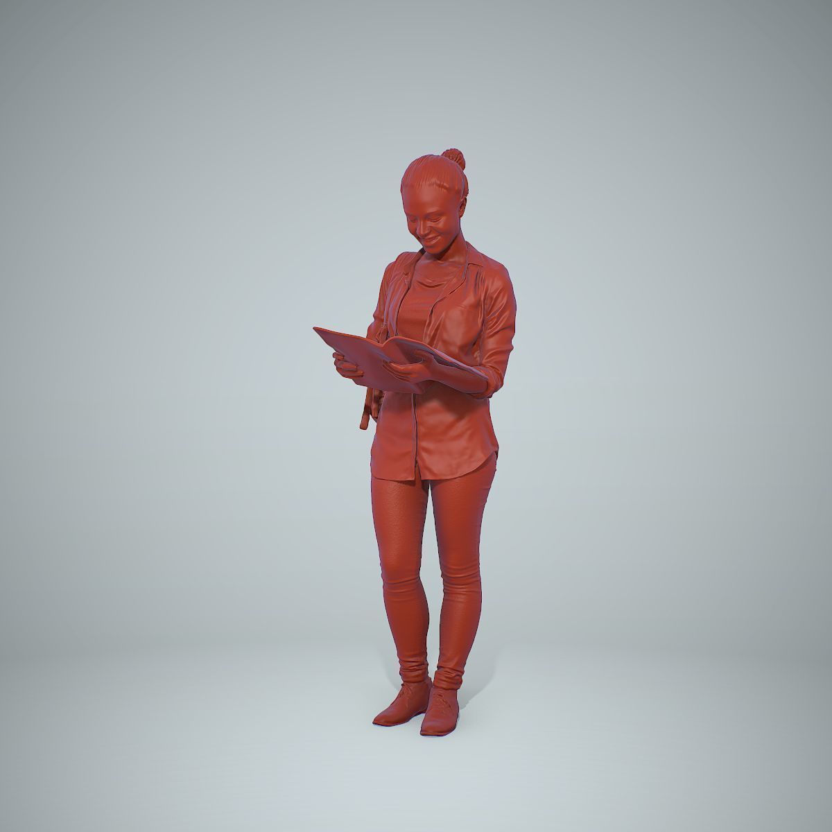 Standing Casual Woman Reading a Book CWom0309-HD2-O01P01-S 3D model_10