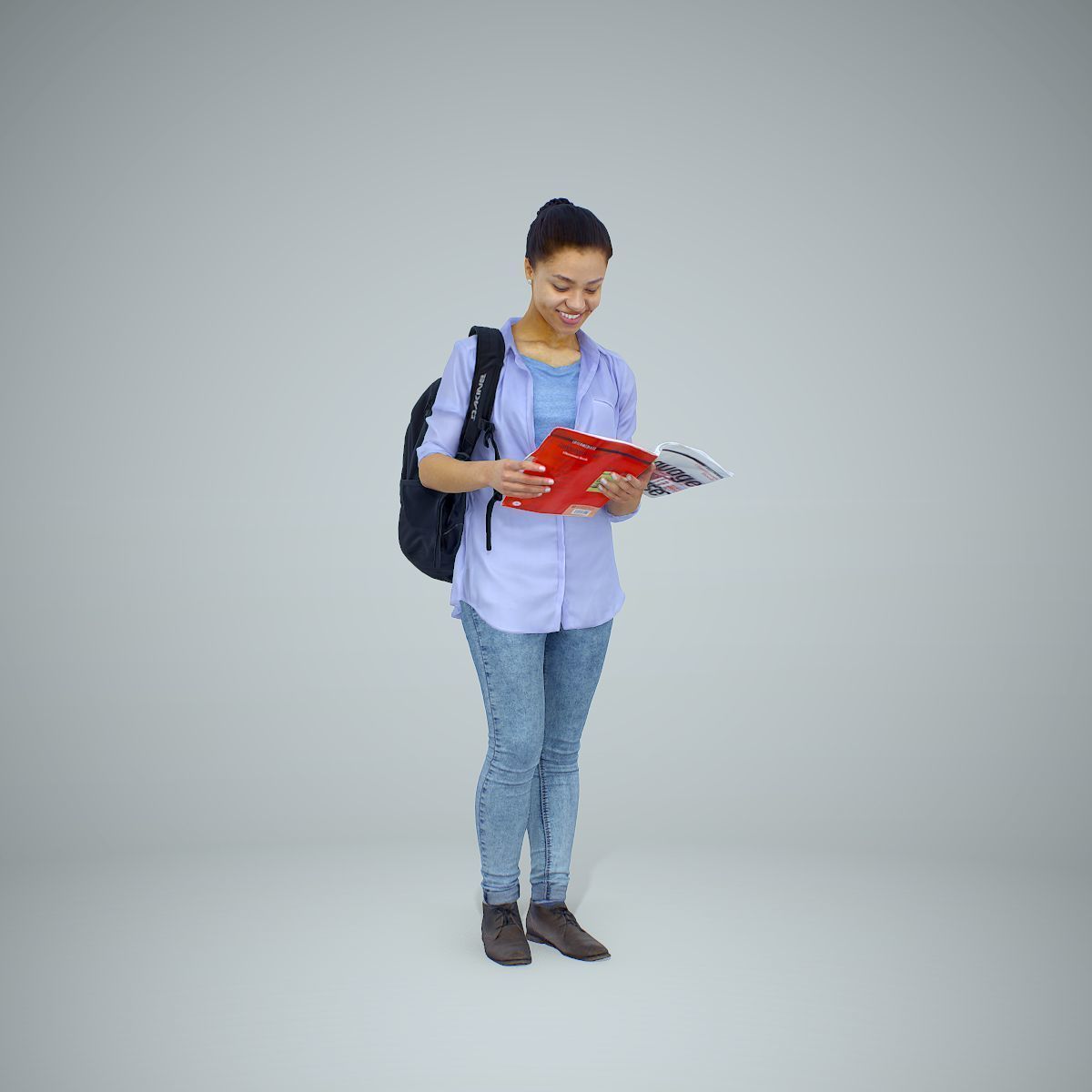 Standing Casual Woman Reading a Book CWom0309-HD2-O01P01-S 3D model_2