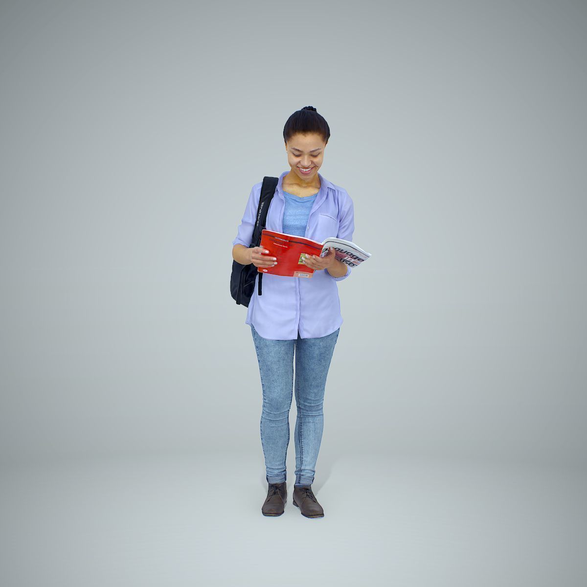 Standing Casual Woman Reading a Book CWom0309-HD2-O01P01-S 3D model_38