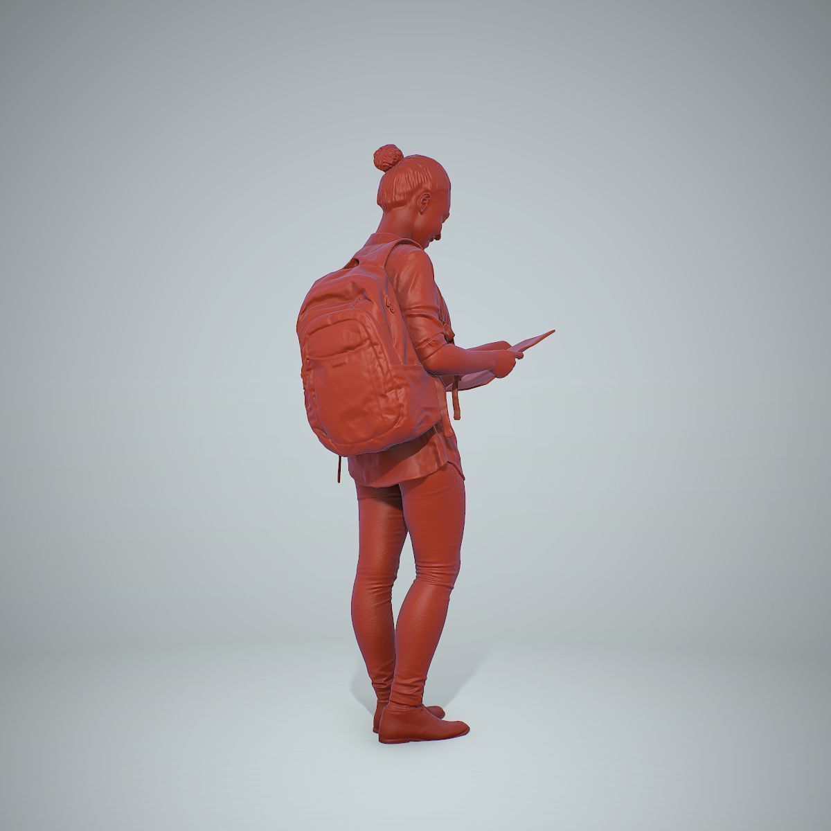 Standing Casual Woman Reading a Book CWom0309-HD2-O01P01-S 3D model_42