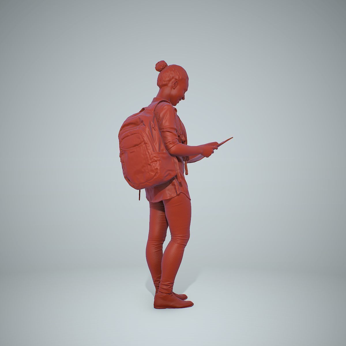 Standing Casual Woman Reading a Book CWom0309-HD2-O01P01-S 3D model_5