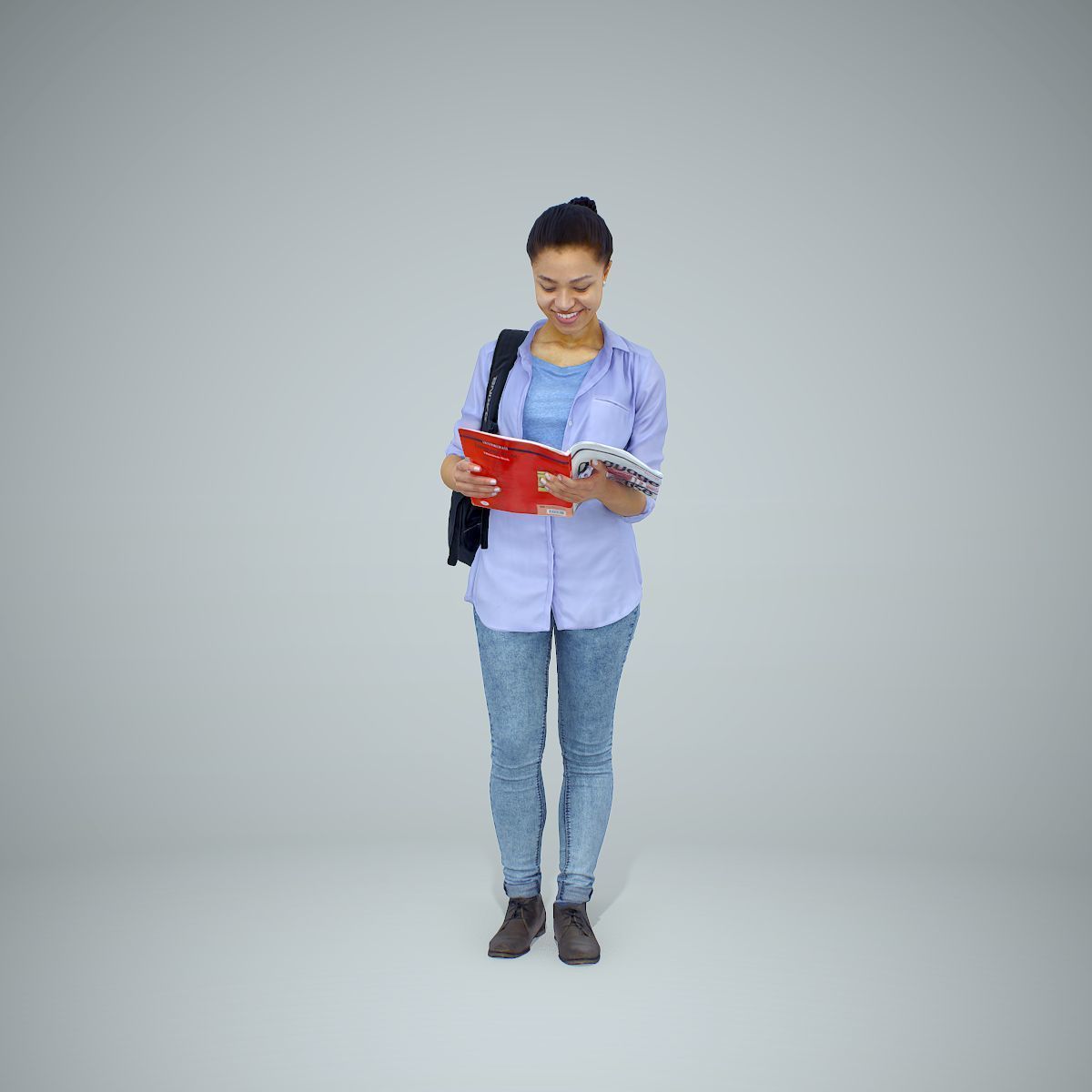 Standing Casual Woman Reading a Book CWom0309-HD2-O01P01-S 3D model_67