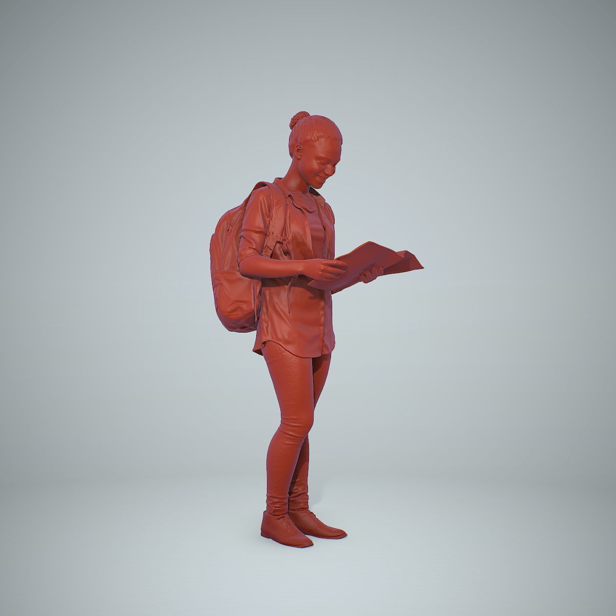 Standing Casual Woman Reading a Book CWom0309-HD2-O01P01-S 3D model_61