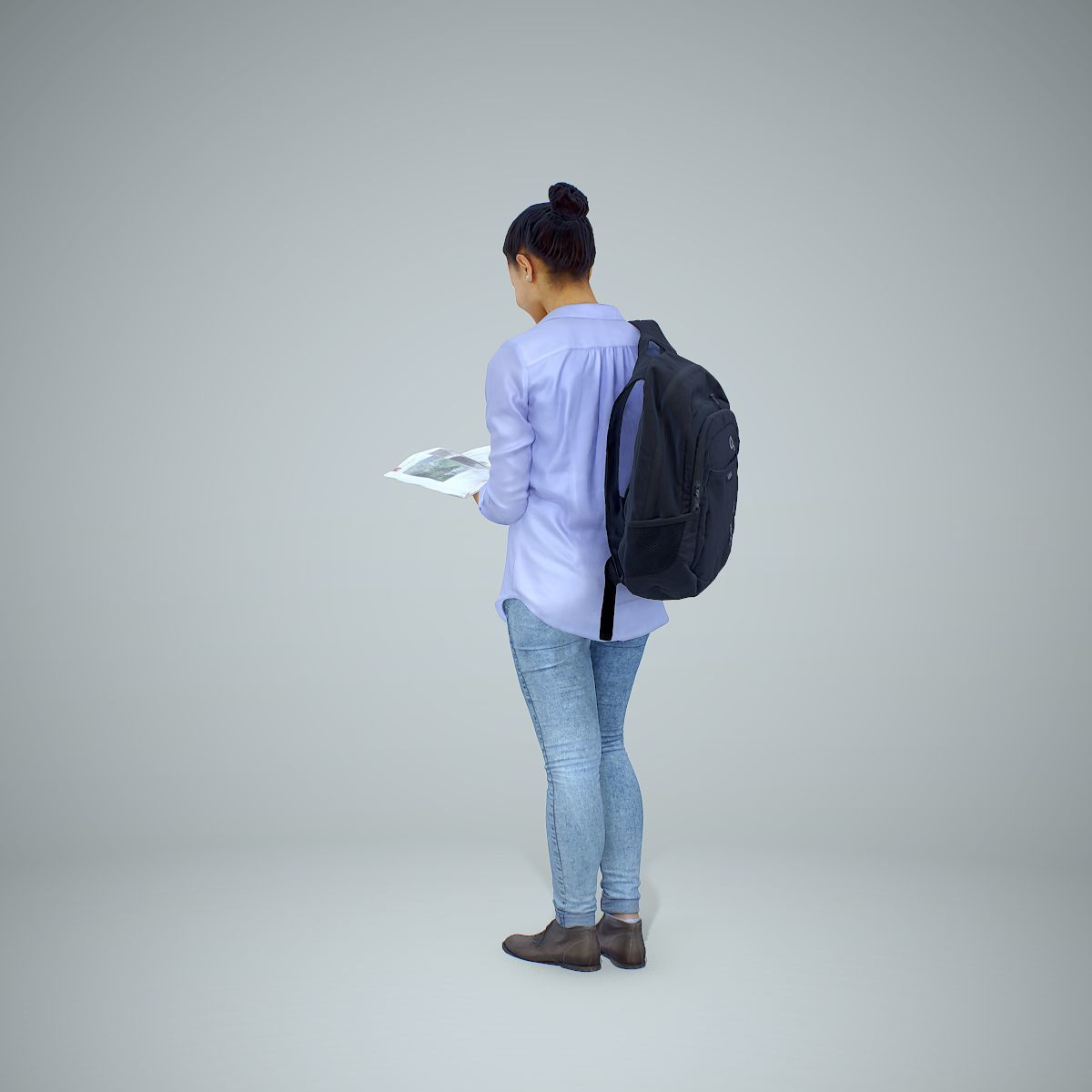 Standing Casual Woman Reading a Book CWom0309-HD2-O01P01-S 3D model_21