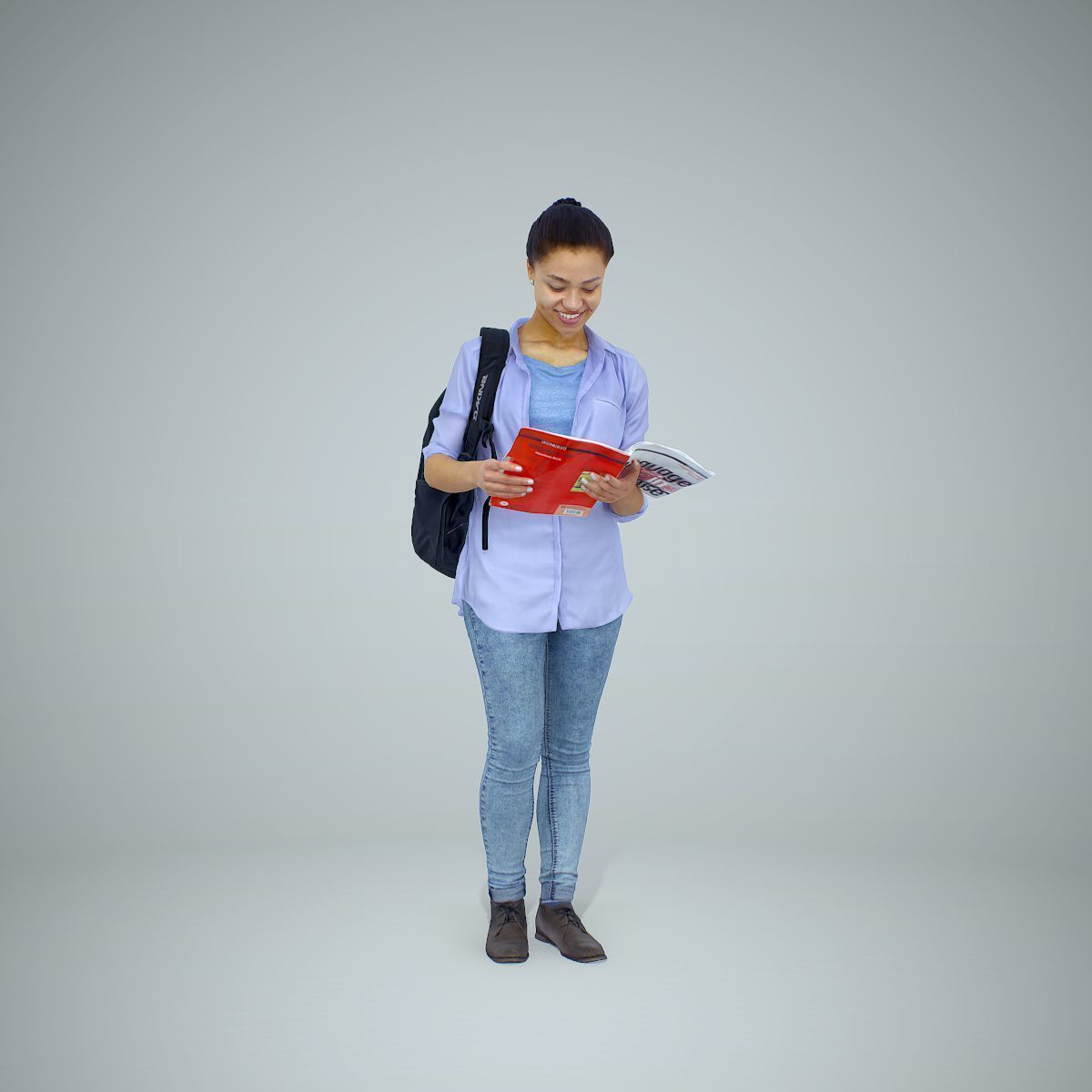 Standing Casual Woman Reading a Book CWom0309-HD2-O01P01-S 3D model_43