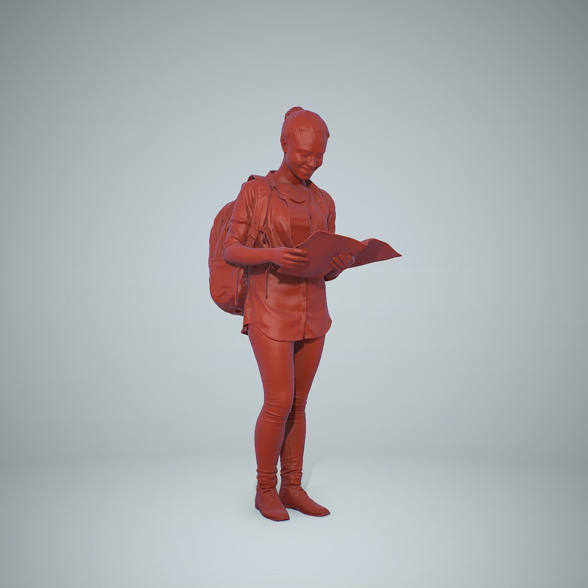 Standing Casual Woman Reading a Book CWom0309-HD2-O01P01-S 3D model_52