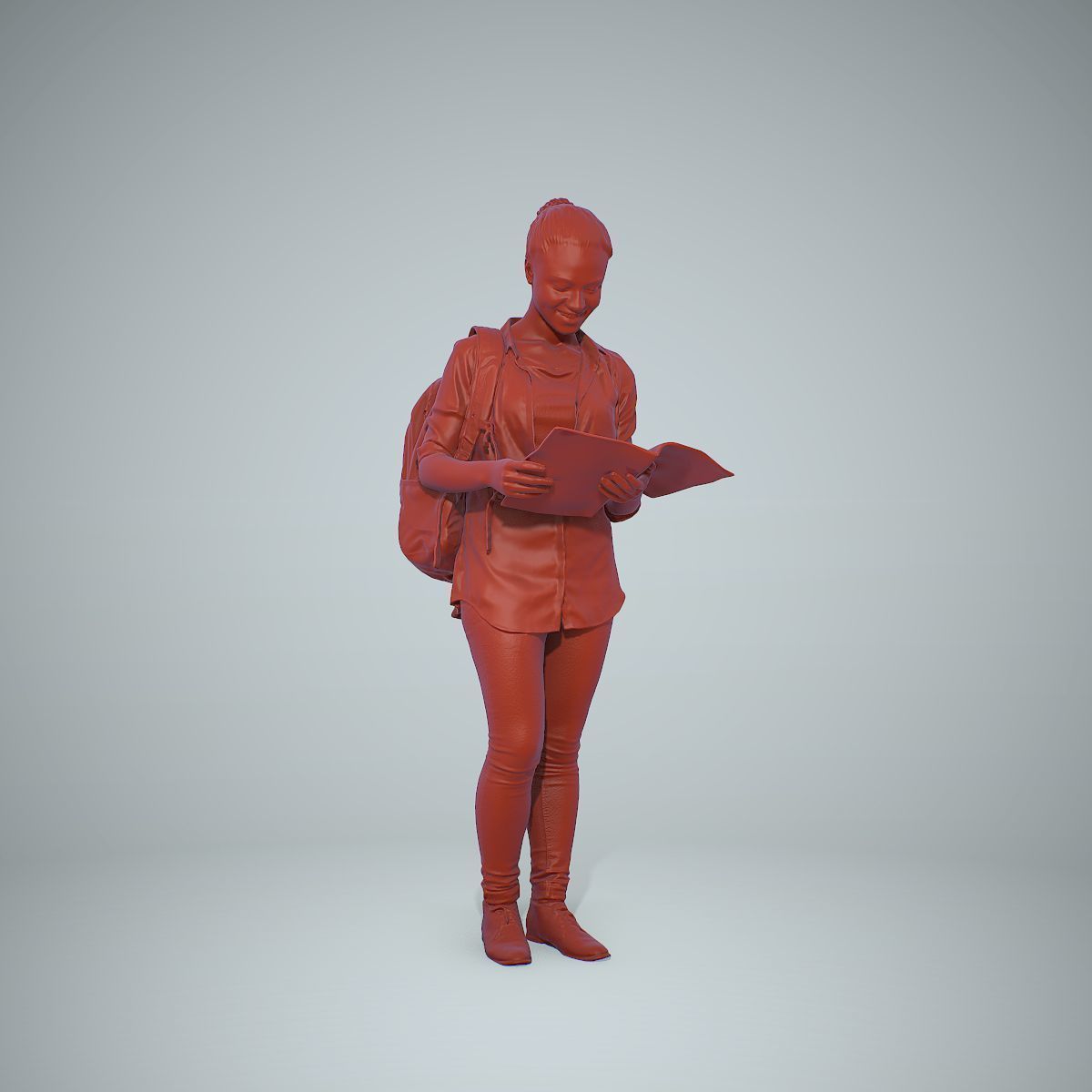 Standing Casual Woman Reading a Book CWom0309-HD2-O01P01-S 3D model_64