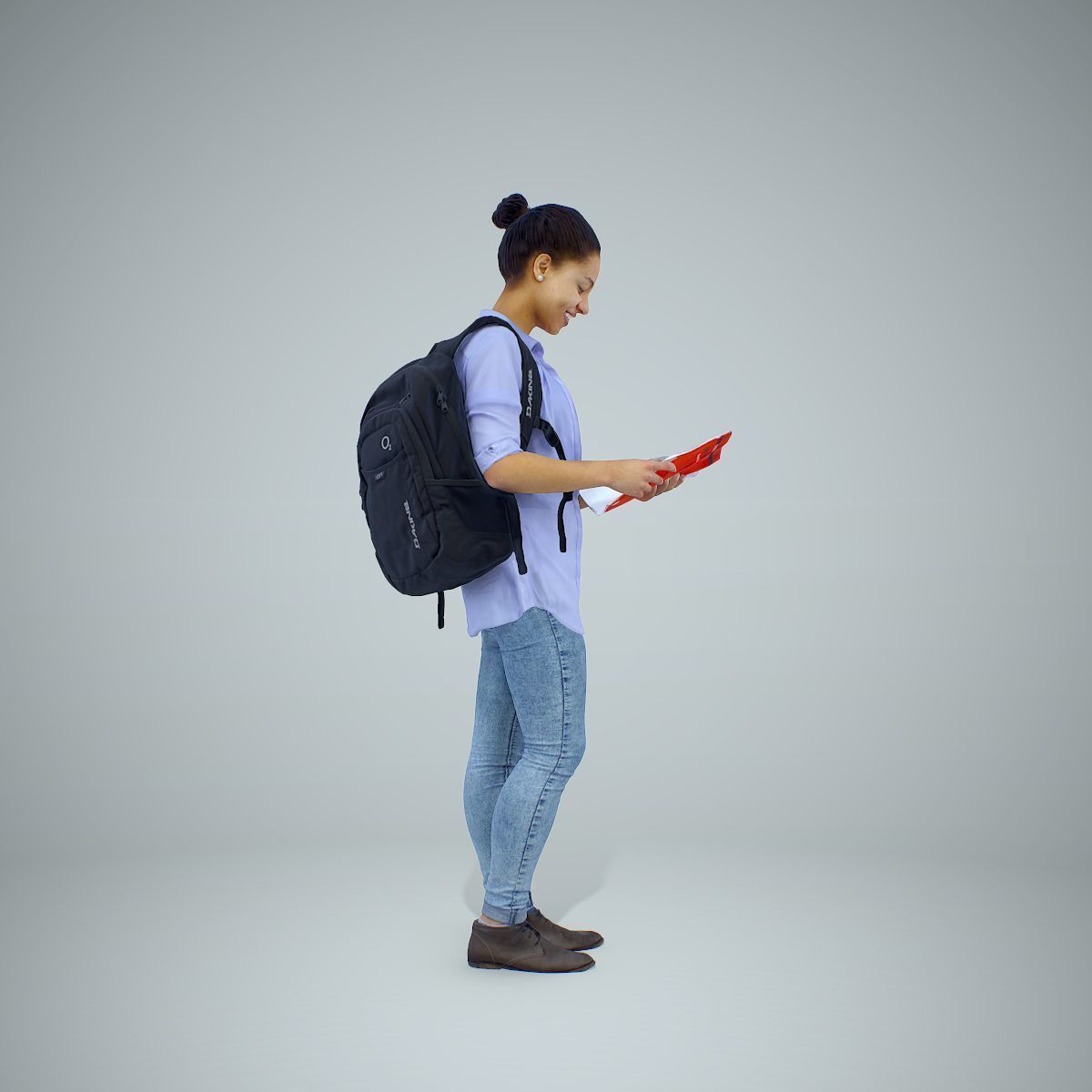 Standing Casual Woman Reading a Book CWom0309-HD2-O01P01-S 3D model_12