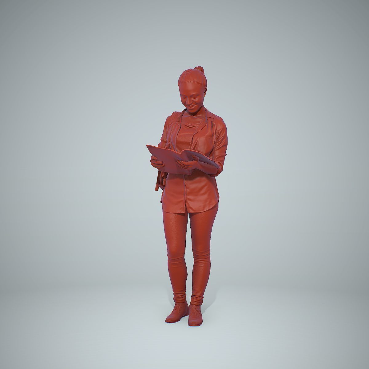 Standing Casual Woman Reading a Book CWom0309-HD2-O01P01-S 3D model_32