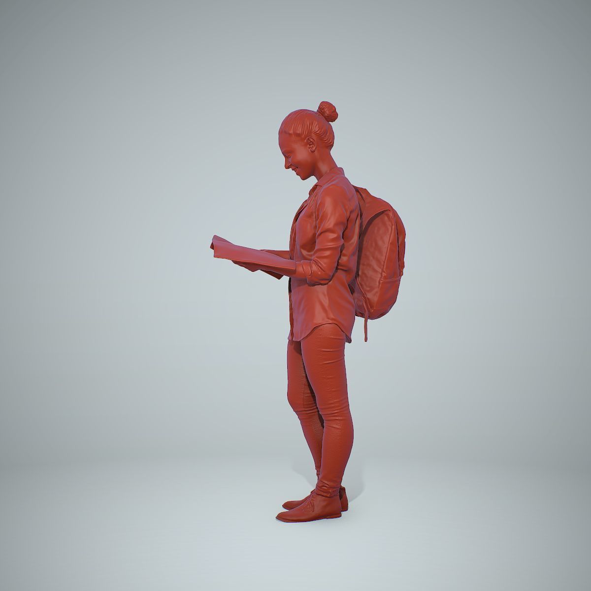 Standing Casual Woman Reading a Book CWom0309-HD2-O01P01-S 3D model_44