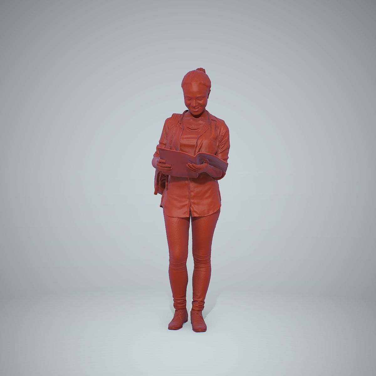 Standing Casual Woman Reading a Book CWom0309-HD2-O01P01-S 3D model_9