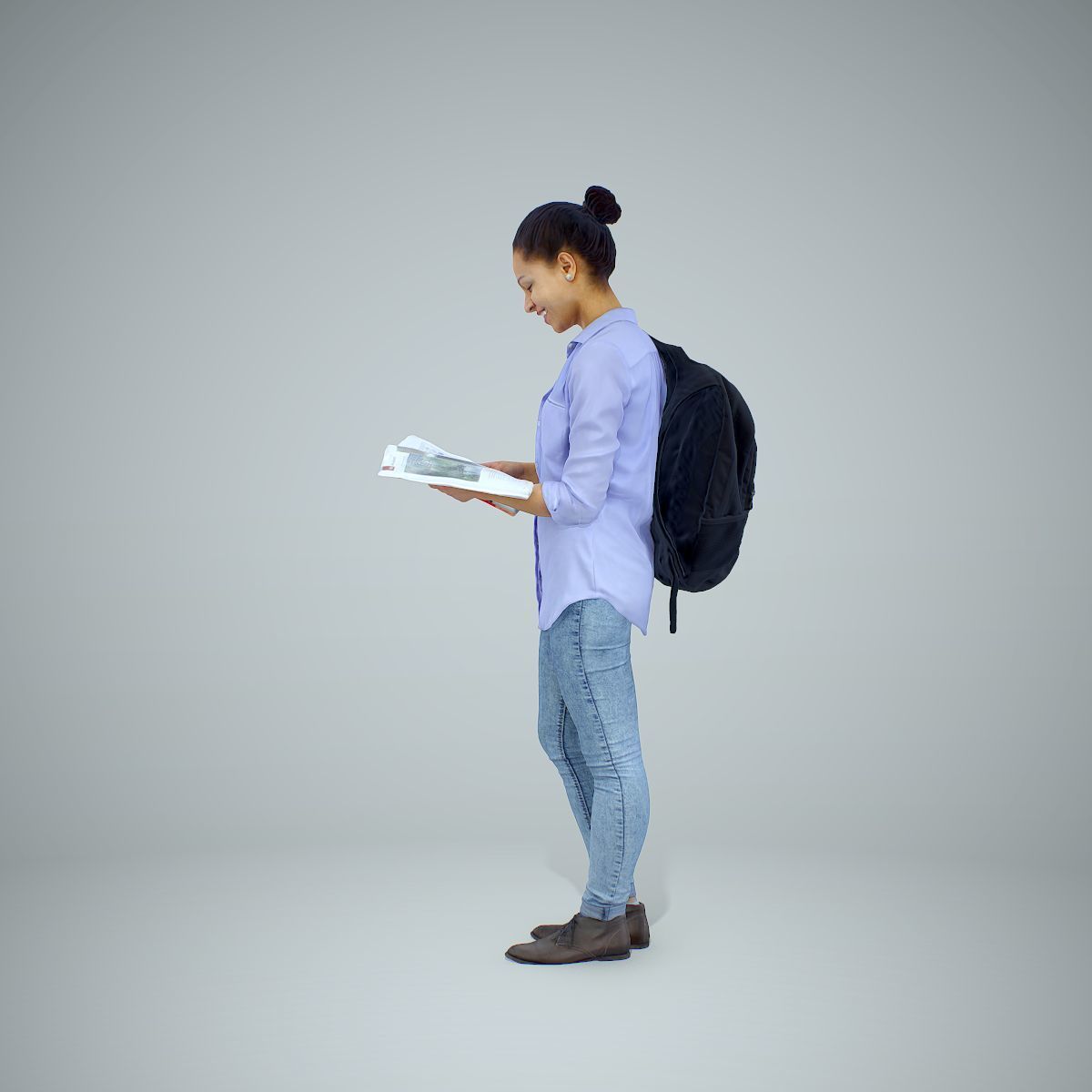 Standing Casual Woman Reading a Book CWom0309-HD2-O01P01-S 3D model_15