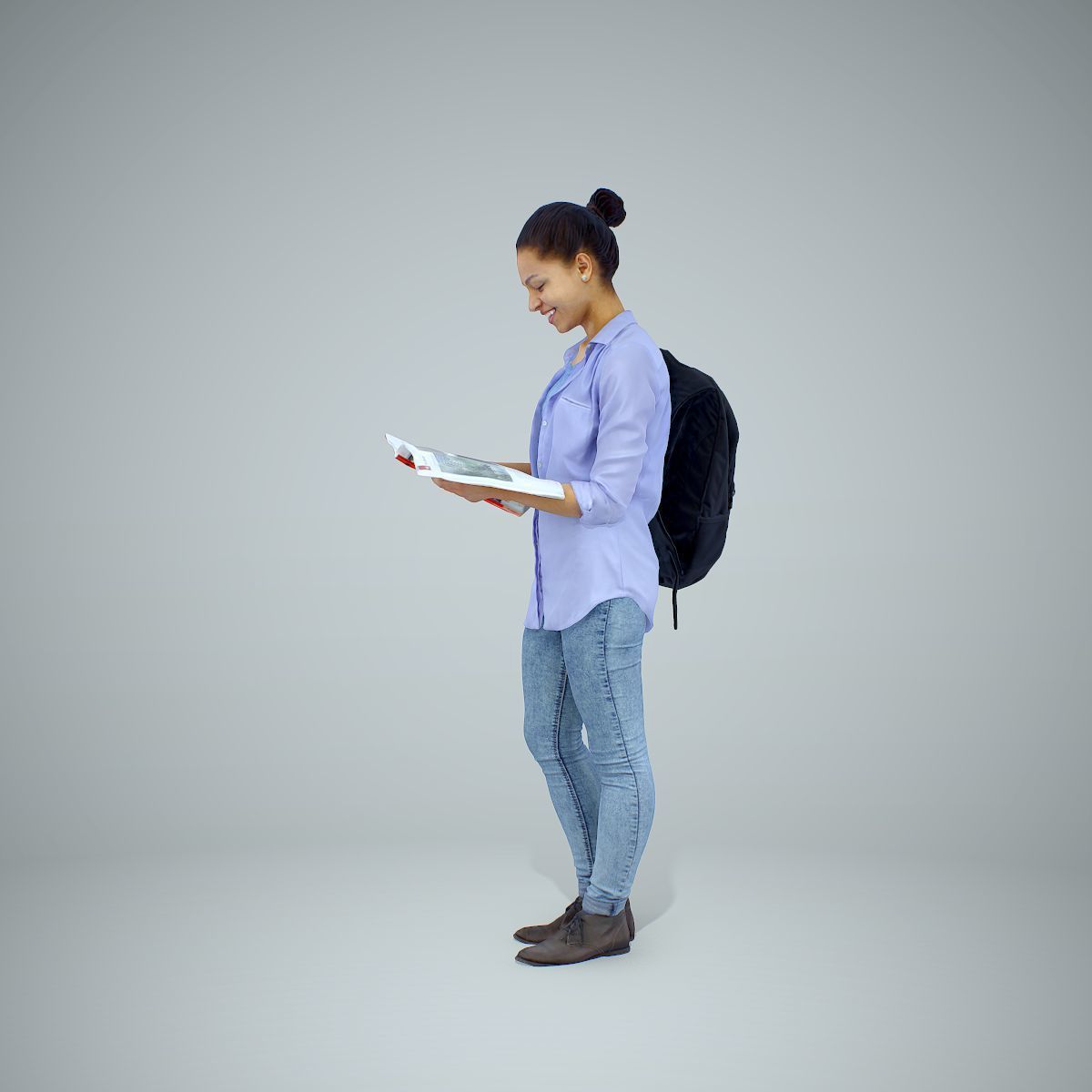 Standing Casual Woman Reading a Book CWom0309-HD2-O01P01-S 3D model_41