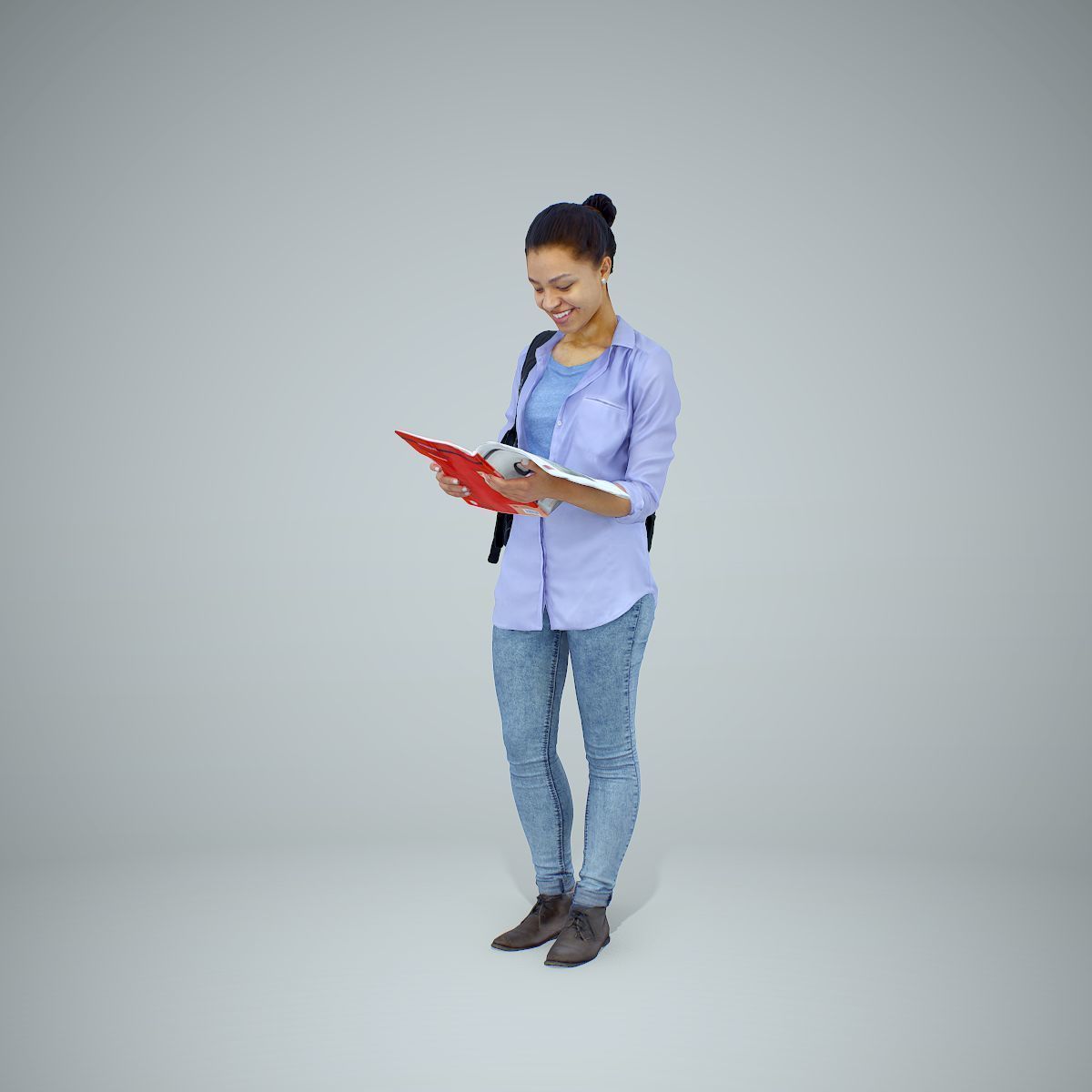 Standing Casual Woman Reading a Book CWom0309-HD2-O01P01-S 3D model_46