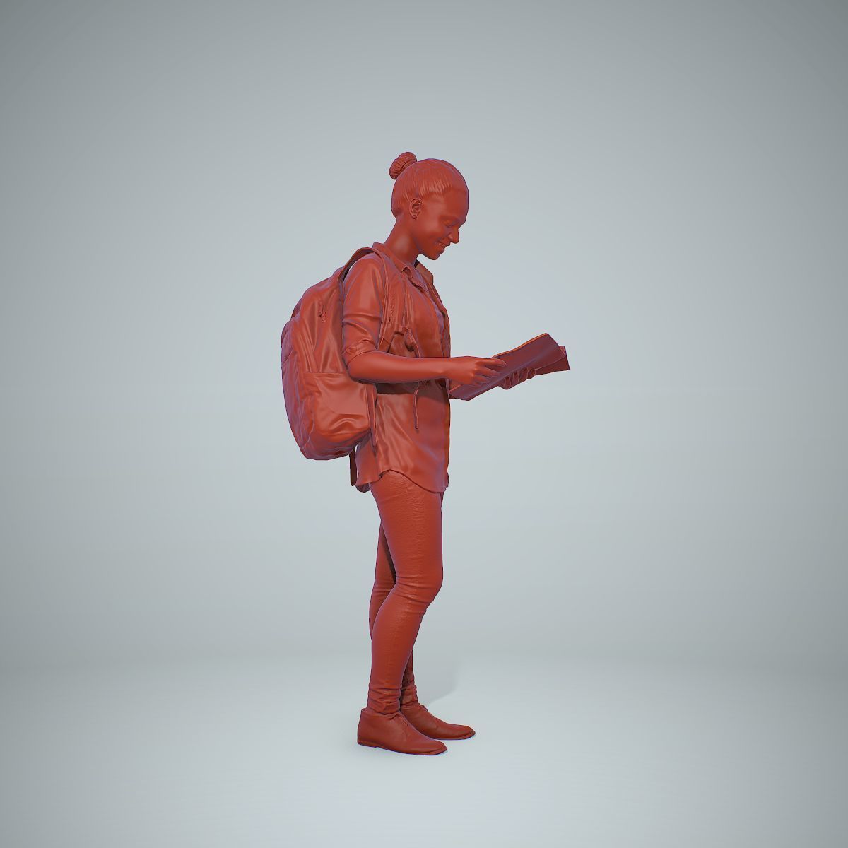 Standing Casual Woman Reading a Book CWom0309-HD2-O01P01-S 3D model_63