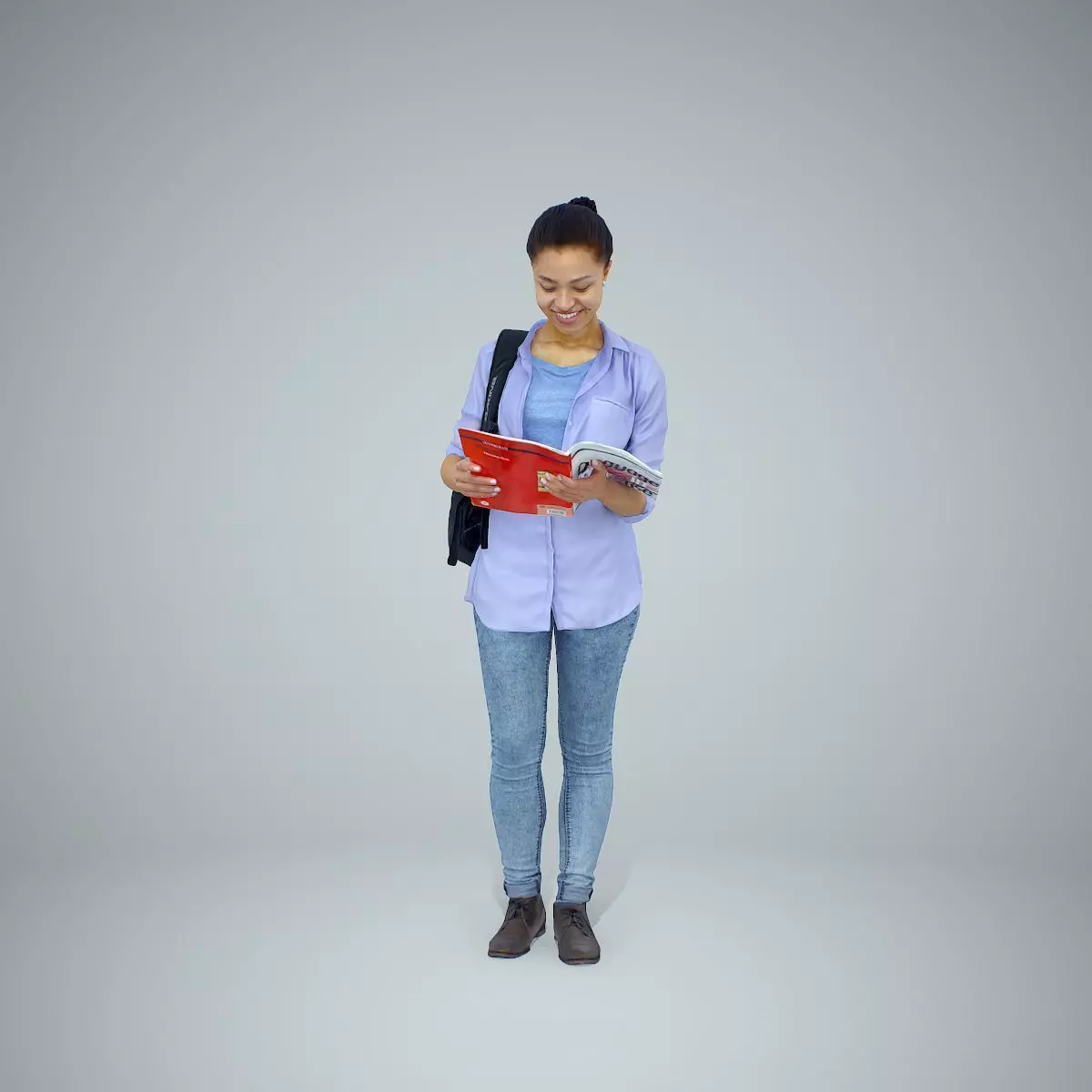 Standing Casual Woman Reading a Book CWom0309-HD2-O01P01-S 3D model_0