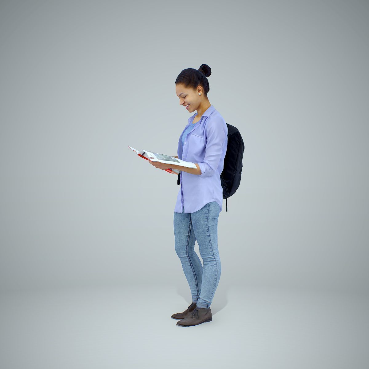 Standing Casual Woman Reading a Book CWom0309-HD2-O01P01-S 3D model_45