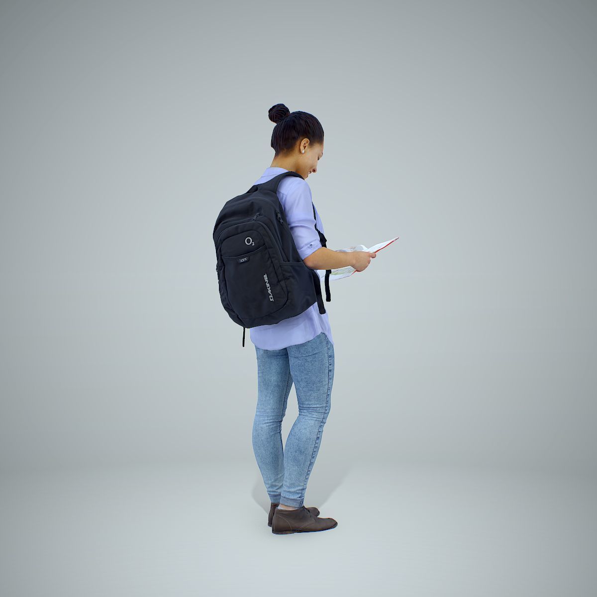 Standing Casual Woman Reading a Book CWom0309-HD2-O01P01-S 3D model_7