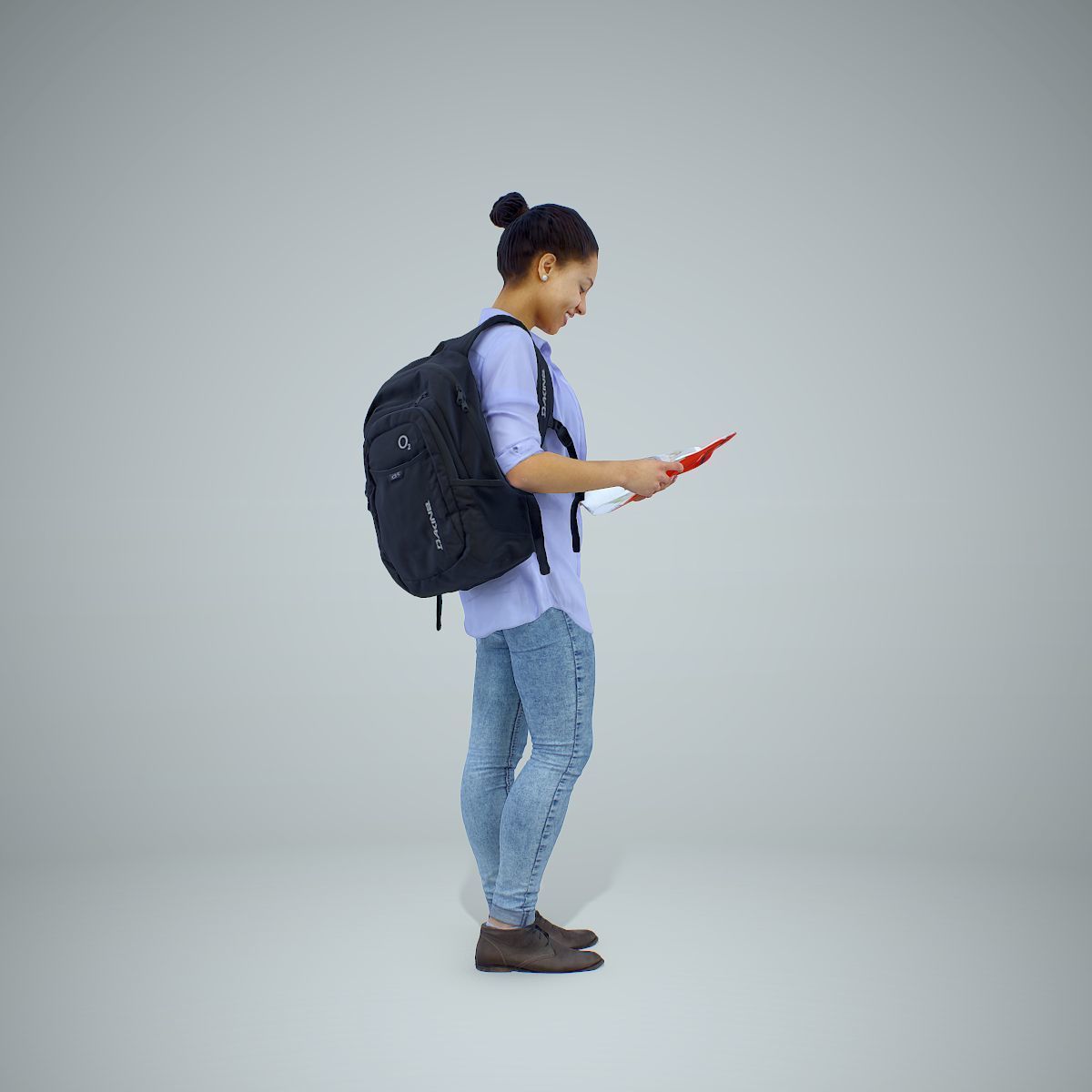 Standing Casual Woman Reading a Book CWom0309-HD2-O01P01-S 3D model_29