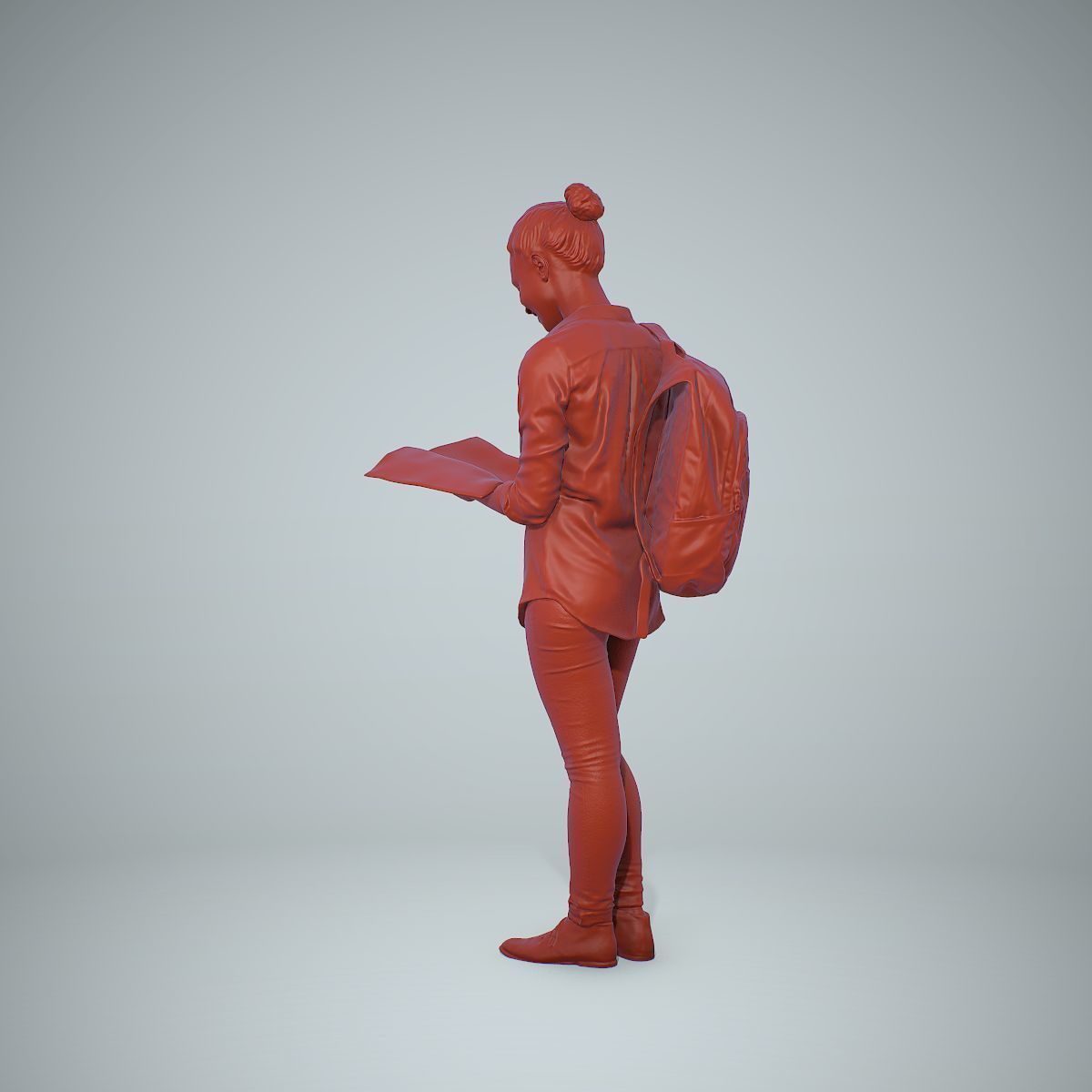 Standing Casual Woman Reading a Book CWom0309-HD2-O01P01-S 3D model_34