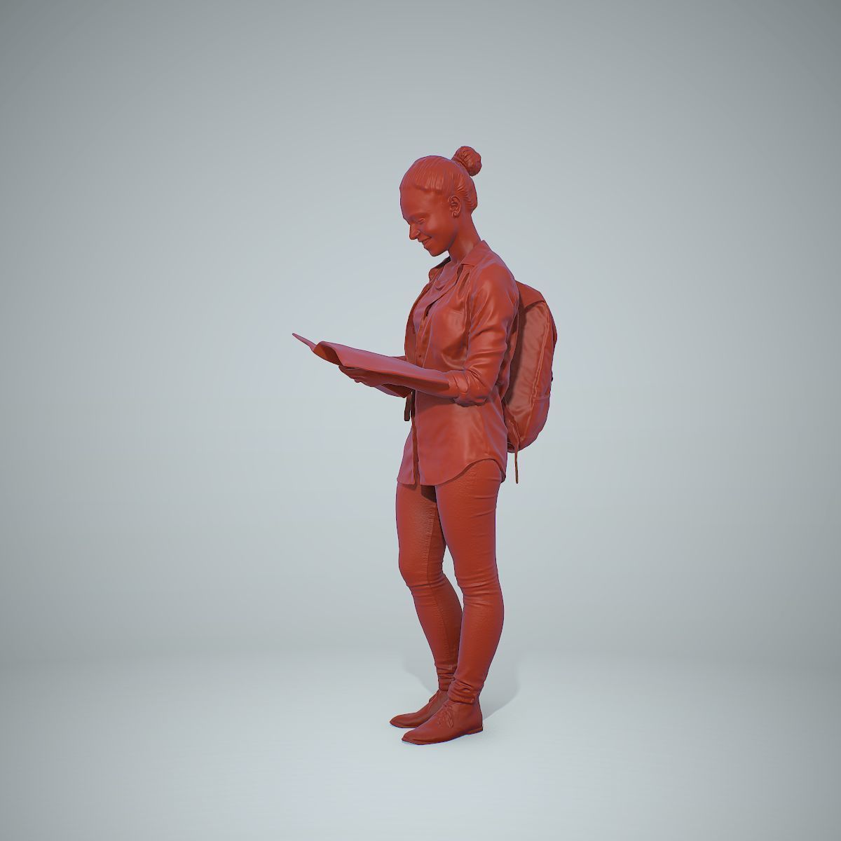 Standing Casual Woman Reading a Book CWom0309-HD2-O01P01-S 3D model_74