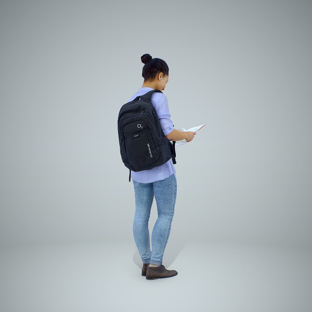 Standing Casual Woman Reading a Book CWom0309-HD2-O01P01-S 3D model_66