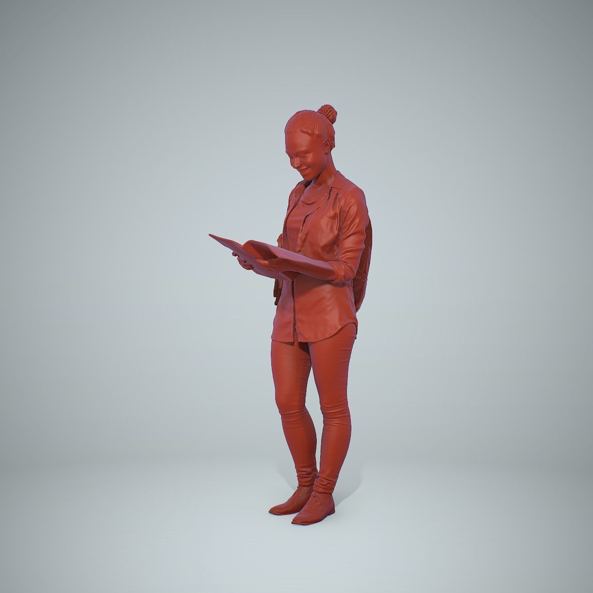 Standing Casual Woman Reading a Book CWom0309-HD2-O01P01-S 3D model_20