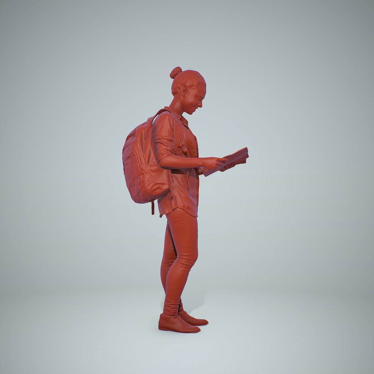 Standing Casual Woman Reading a Book CWom0309-HD2-O01P01-S 3D model_39