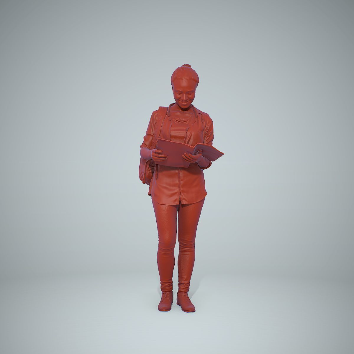 Standing Casual Woman Reading a Book CWom0309-HD2-O01P01-S 3D model_58