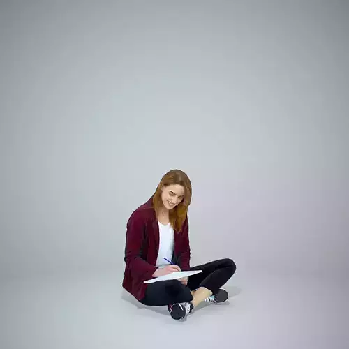 Casual Woman Sitting Writing Notes CWom0310-HD2-O01P01-S 3D model
