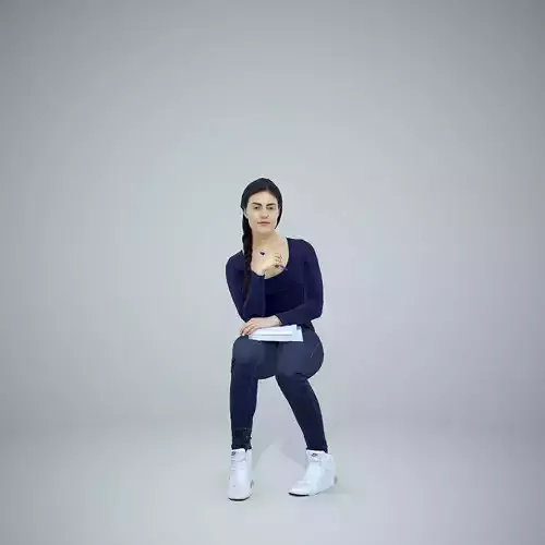 Casual Woman Sitting and Learning CWom0308-HD2-O02P02-S 3D model