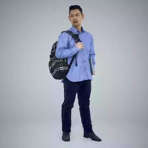 Man Standing with Backpack and Notes CMan0306-HD2-O01P01-S
