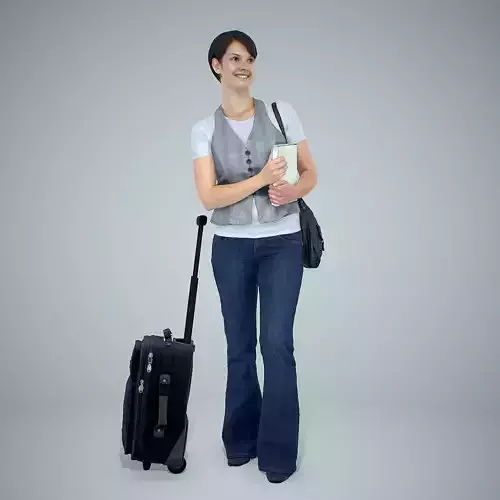 Standing Woman with a Suitcase and a Vest CWom0307-HD2-O01P01-S