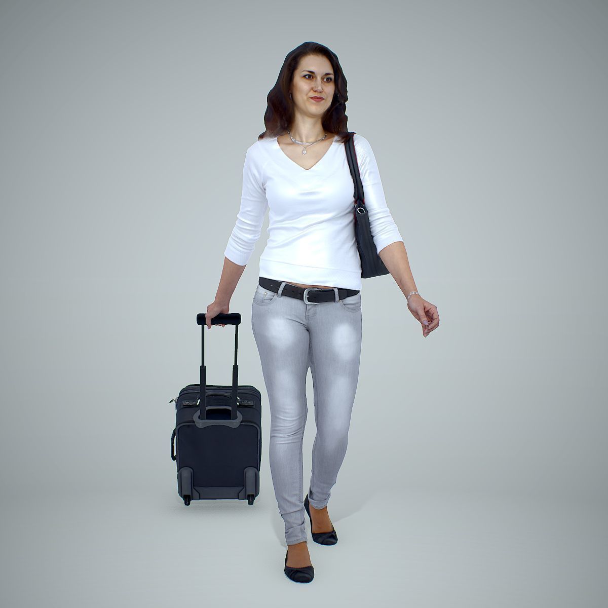 Casual Traveling Woman with Black Suitcase CWom0305-HD2-O01P01-S 3D model_60