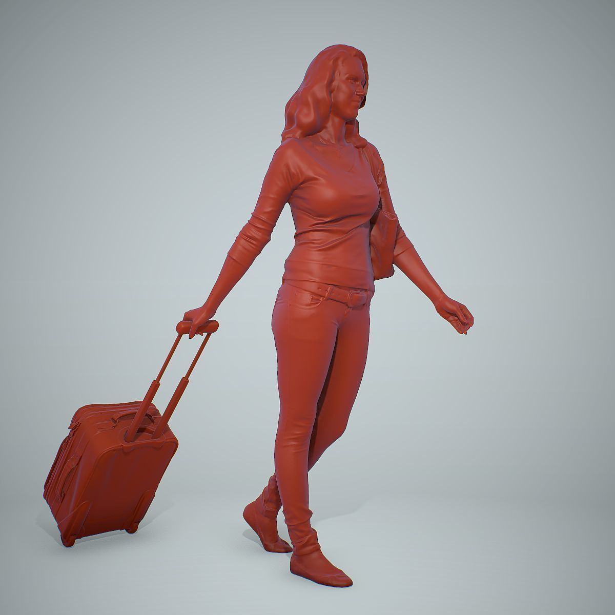 Casual Traveling Woman with Black Suitcase CWom0305-HD2-O01P01-S 3D model_17