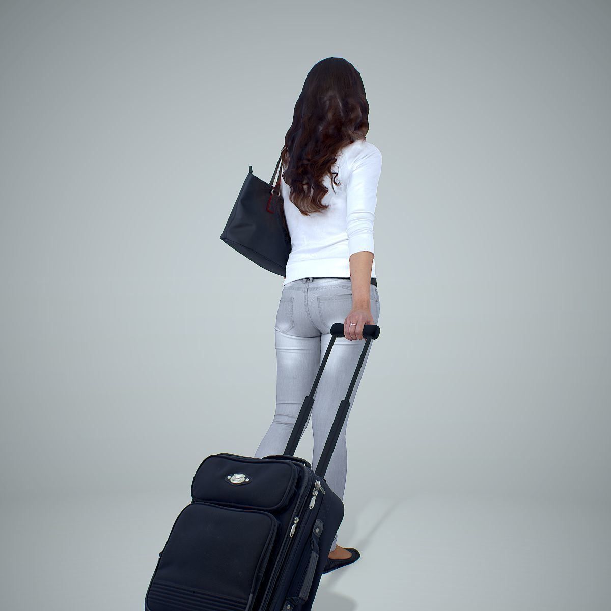 Casual Traveling Woman with Black Suitcase CWom0305-HD2-O01P01-S 3D model_69