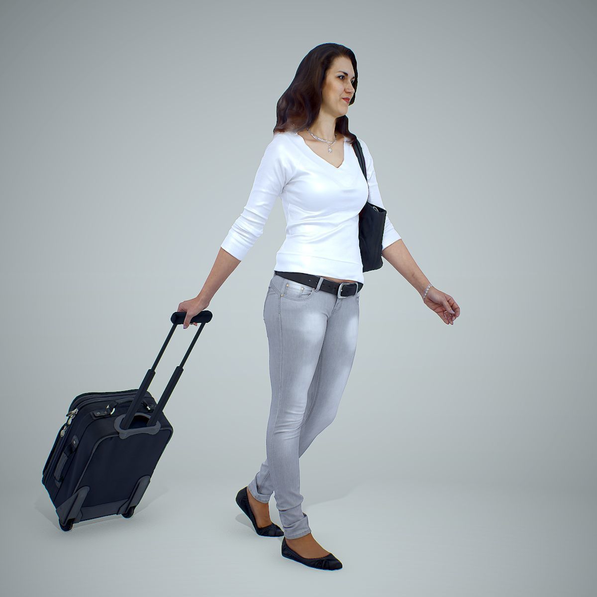 Casual Traveling Woman with Black Suitcase CWom0305-HD2-O01P01-S 3D model_33