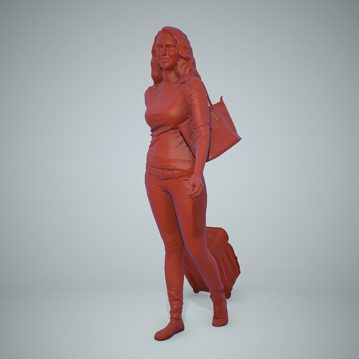 Casual Traveling Woman with Black Suitcase CWom0305-HD2-O01P01-S 3D model_8