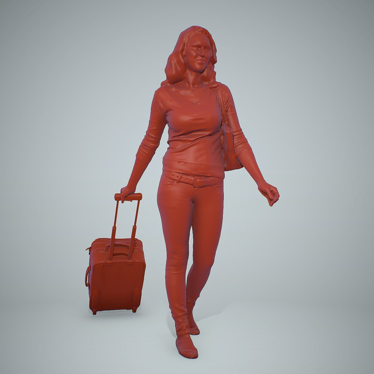 Casual Traveling Woman with Black Suitcase CWom0305-HD2-O01P01-S 3D model_10