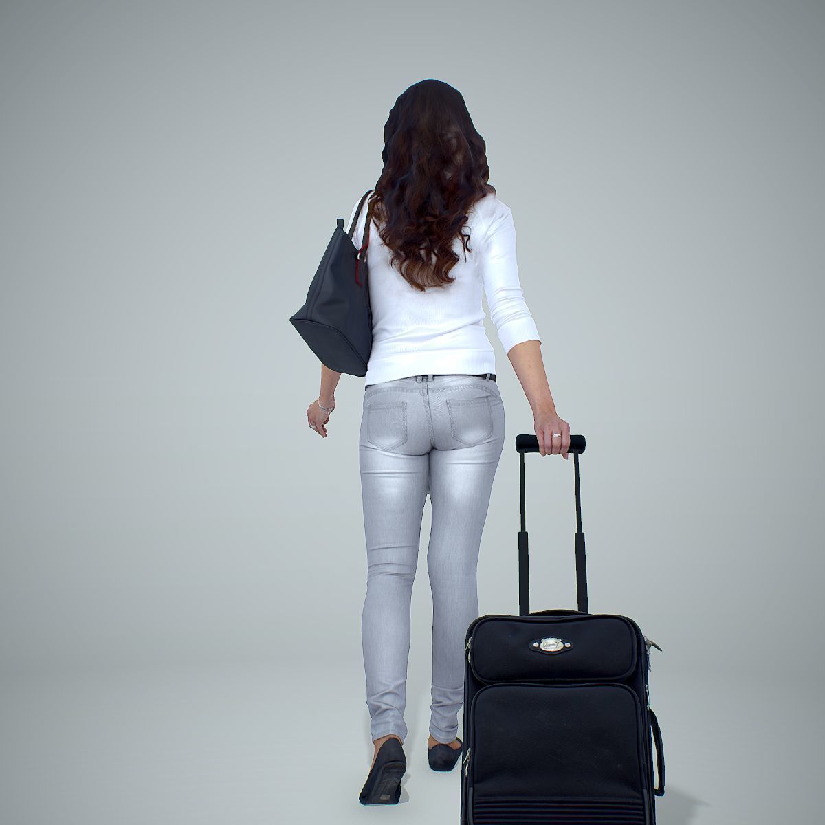 Casual Traveling Woman with Black Suitcase CWom0305-HD2-O01P01-S 3D model_50
