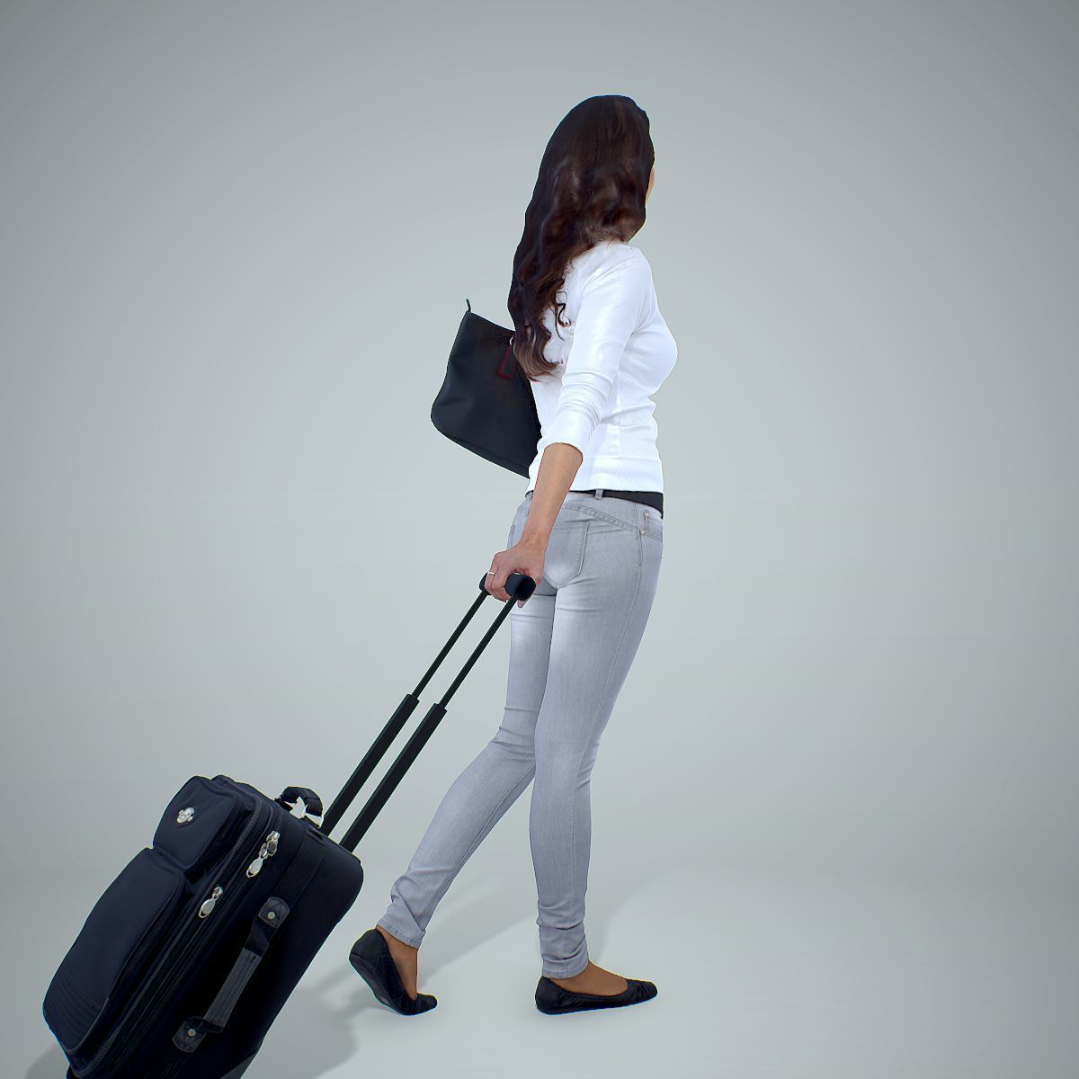 Casual Traveling Woman with Black Suitcase CWom0305-HD2-O01P01-S 3D model_34